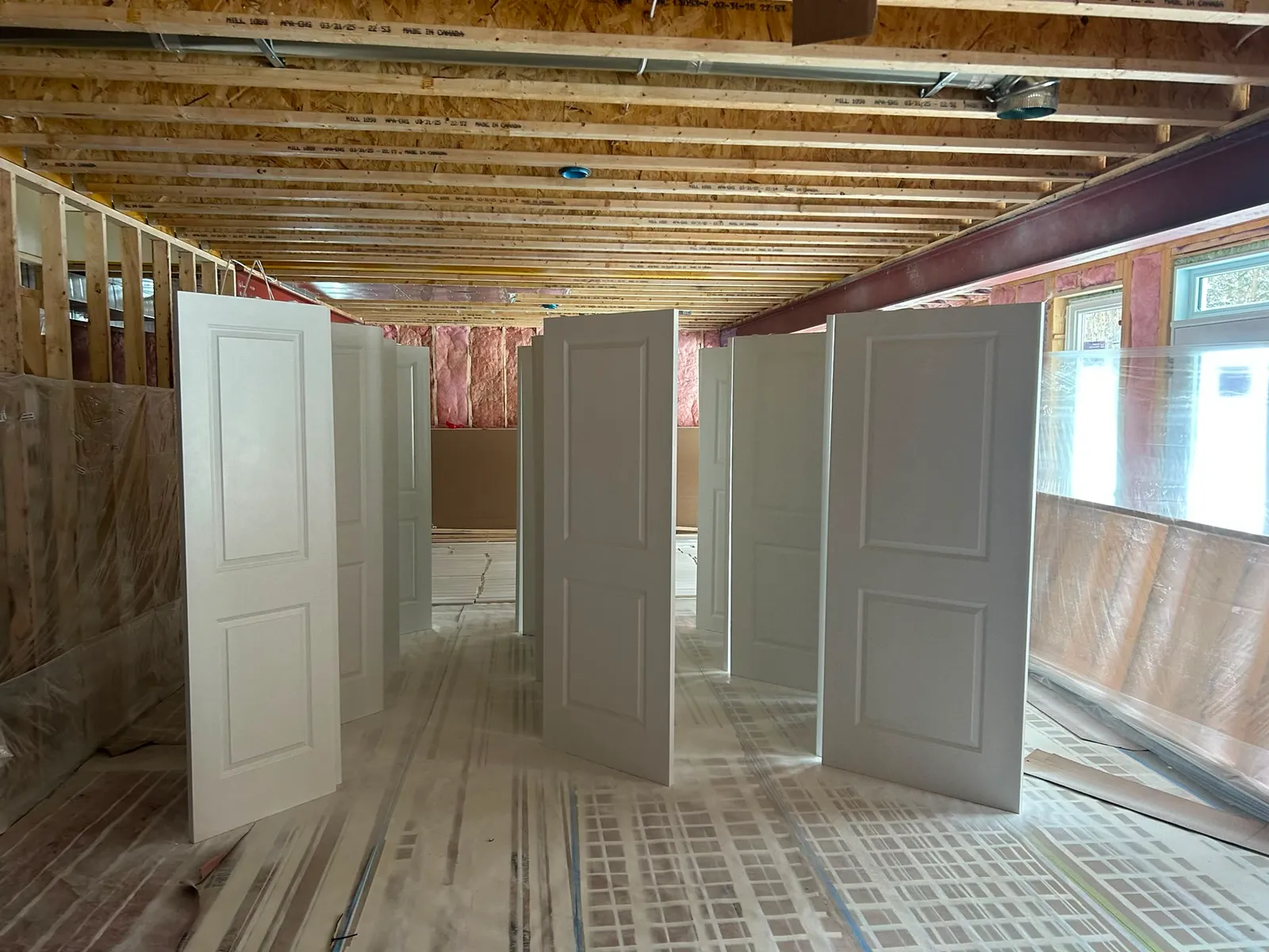 Interior doors spray-finished in the shop